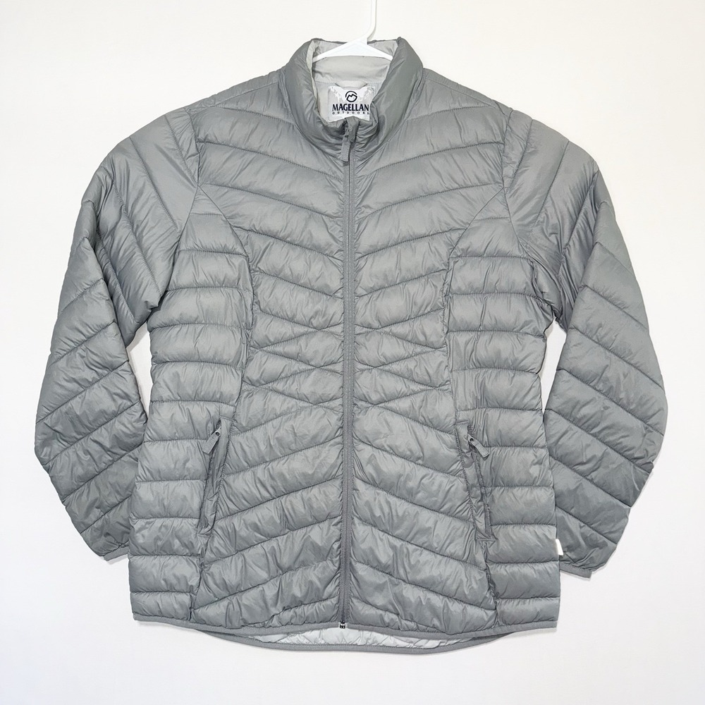 Magellan Outdoors Lost Pines Puffer Jacket Womens Size XXL Gray Full Zip Pockets